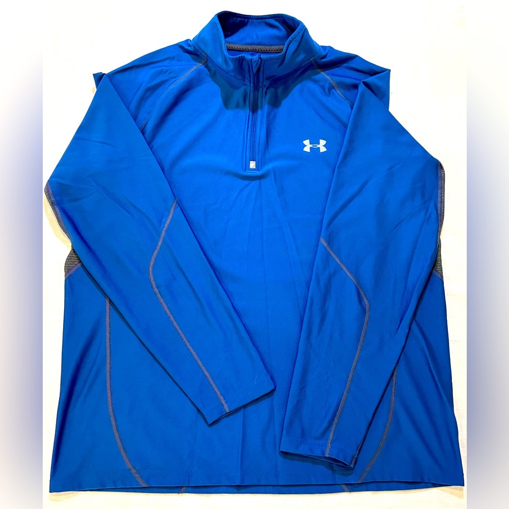 Under Armour Mens Cold Gear Pullover 1/4 Zip Performance Blue/Gray Size XL GUC